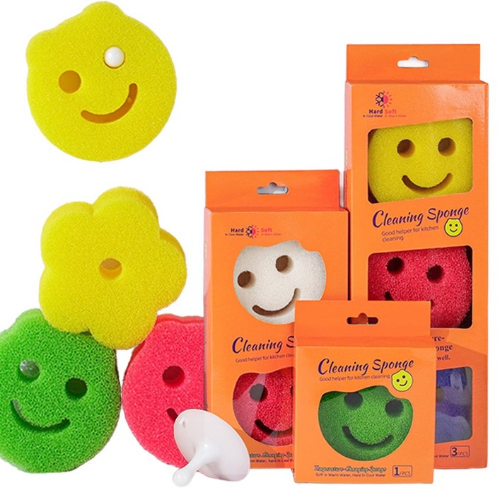 정품스마일스크럽 수세미 흡착홀더 포함 랜덤발송, 1개, 3개입