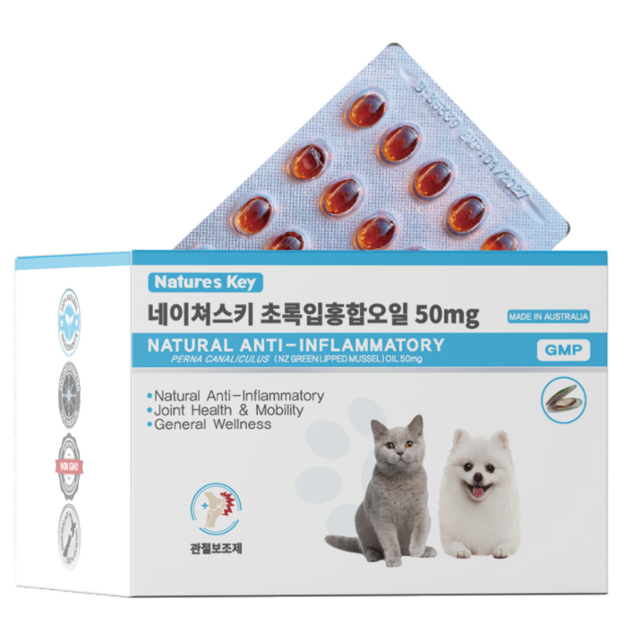 네이쳐스키 강아지 고양이 관절영양제 초록입홍합오일 50mg, 1개, 뼈관절강화, 250정