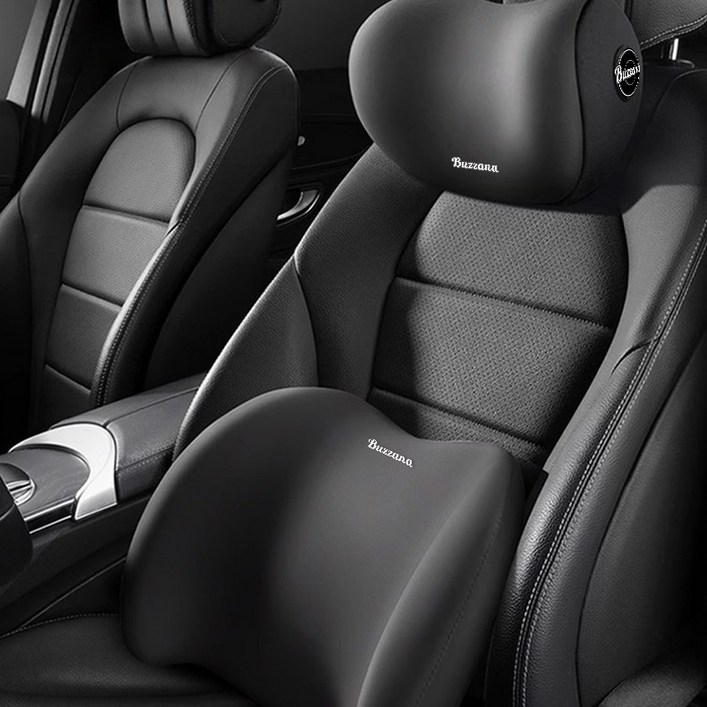 차량용 1+1 메모리폼 목쿠션 사계절용 허리쿠션 등받이쿠션 세트