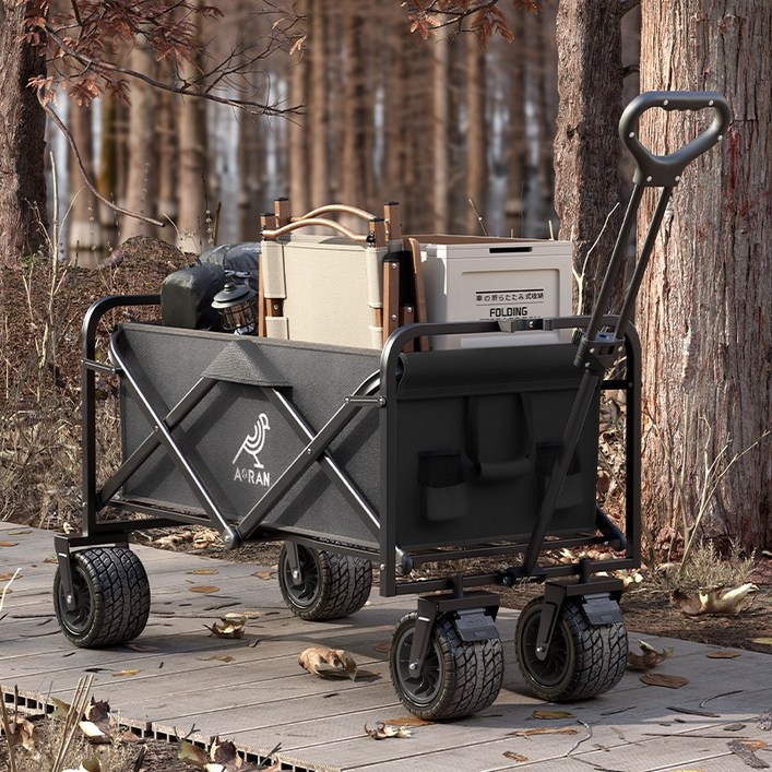 AORAN 캠핑웨건 광폭타이어 전지형 다기능, 1개, 블랙