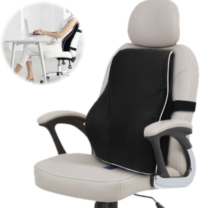 AL컴퍼니 프리미엄 메모리폼 허리 등받이 쿠션 차량용 의자용, 1개, 블랙