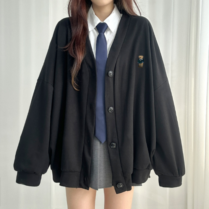 [단독상품/빠른출고] 곰곰이 오버핏 가디건 귀여움보장 학생가디건 교복가디건 스쿨룩가디건 봄가디건 귀여운가디건 캐릭터 오버핏가디건 빅사이즈 봄자켓 교복템