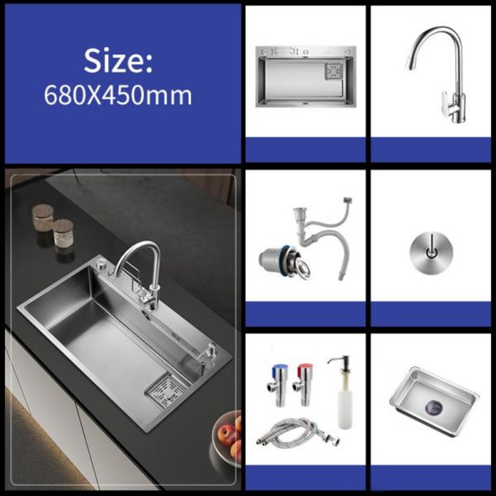 304 스테인레스 스틸 대형 싱글 슬롯 주방 싱크대 접시 야채 세면대 그릇 Udermount 탑 마운트 드레인 액세