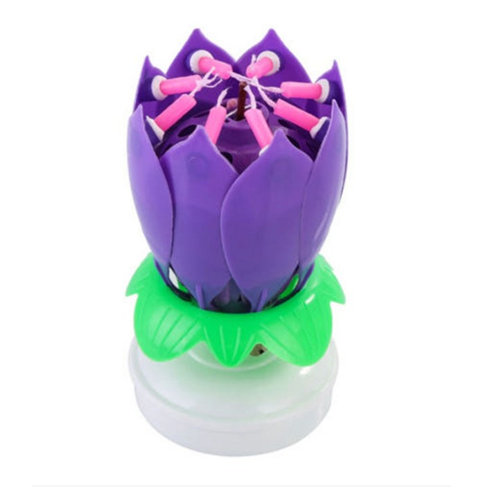 스토리빙 생일 축하 초 연꽃 멜로디 선물 파티 용품 + 숫자 토퍼 19p 세트, 퍼플