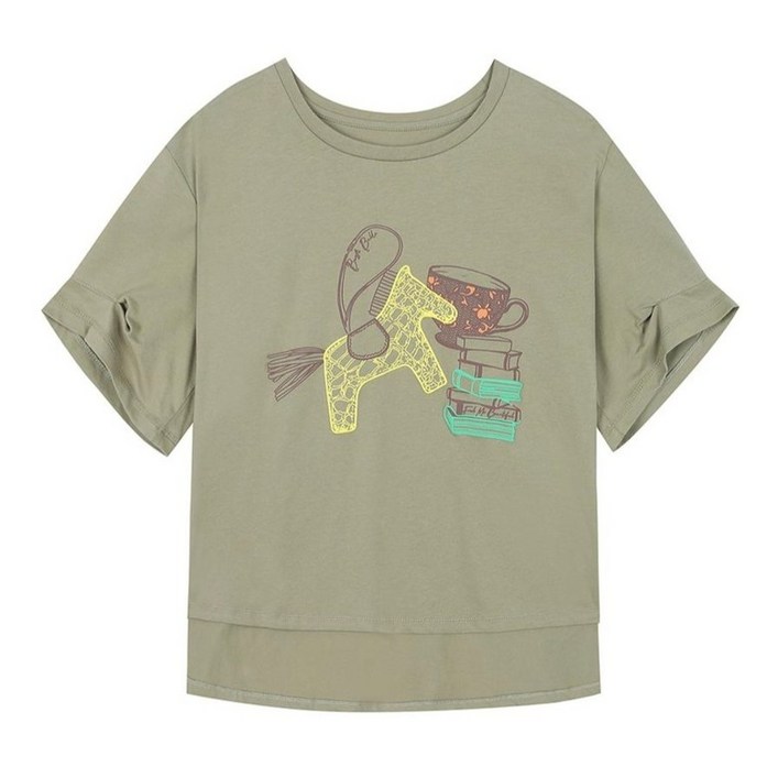 베스띠벨리 22S/S 일러스트 프린팅 반팔 티셔츠 BEI2816KH