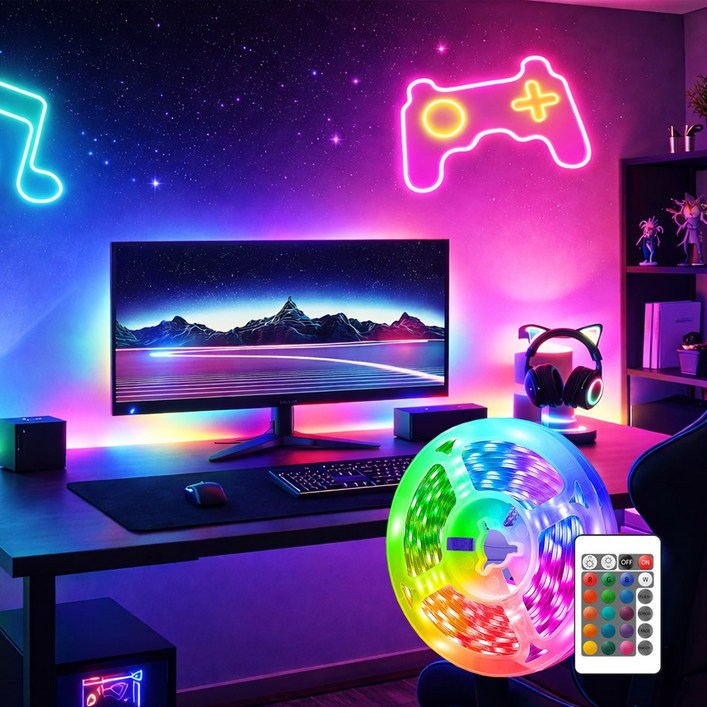 5m 잘라쓰는 촘촘한 LED 간접 줄조명 네온 스트립 무드등