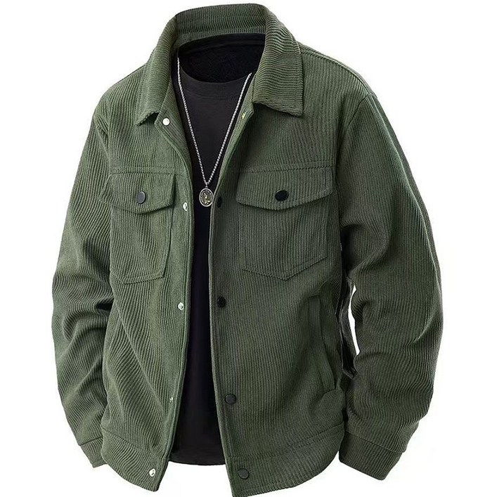 면 재킷 남성 빈티지룩 캐주얼 카고 코트 신상 가을 패션 코듀로이 칼라 톱
