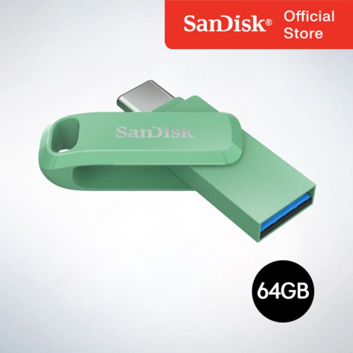 샌디스크코리아 공식인증정품   USB 메모리 Ultra Dual Go 울트라 듀얼 고 Type-C OTG USB 3.1 SDDDC3 64GB 압생트그린