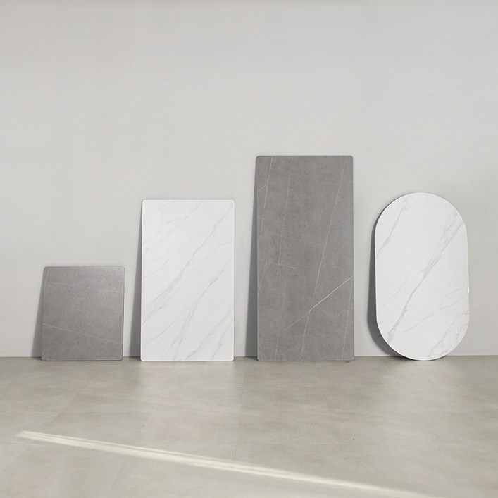 라로퍼니처 포세린 통 세라믹 식탁 테이블 상판만 2인 4인 6인 사각 원형 타원 프레임, 다리 제외, 유광 화이트