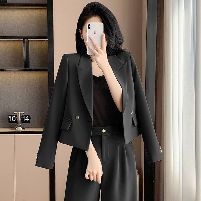 쩐쿠 여성 캐주얼 숏자켓 와이드 정장 투피스 K0191
