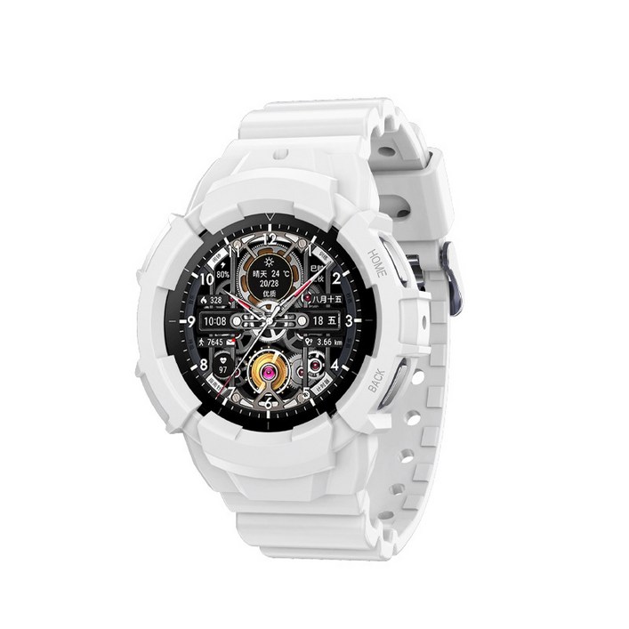 갤럭시워치 7 6 5 4 호환 일체형 풀커버 케이스 실리콘 스트랩 세트 시계줄 404445mm, 화이트