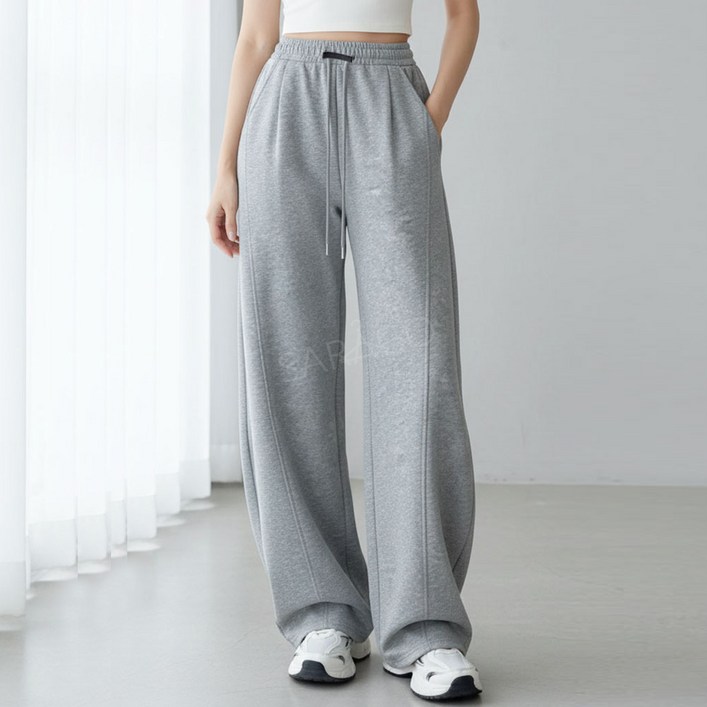 사라고 여성 와이드 트레이닝바지 밴딩 루즈핏 편한 데일리 팬츠