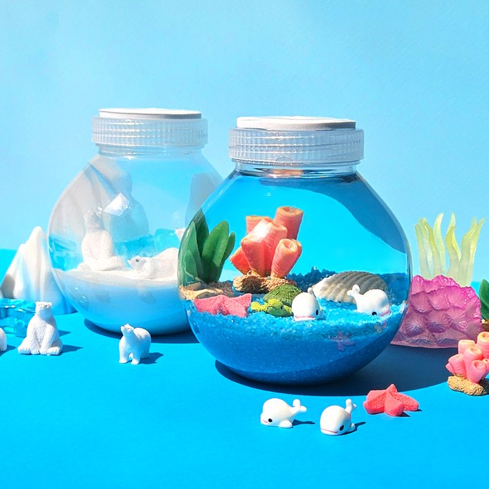 포션램프 3종 조명만들기 무드등 꾸미기 데코덴 파츠 DIY키트 바다 농장 북극곰 환경, 동물농장