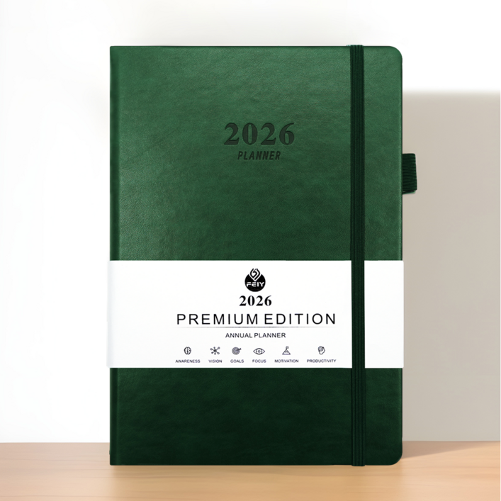 울이즈쿨 2026 하드커버 A5 날짜형 다이어리 플래너, 1개, 에메랄드 그린