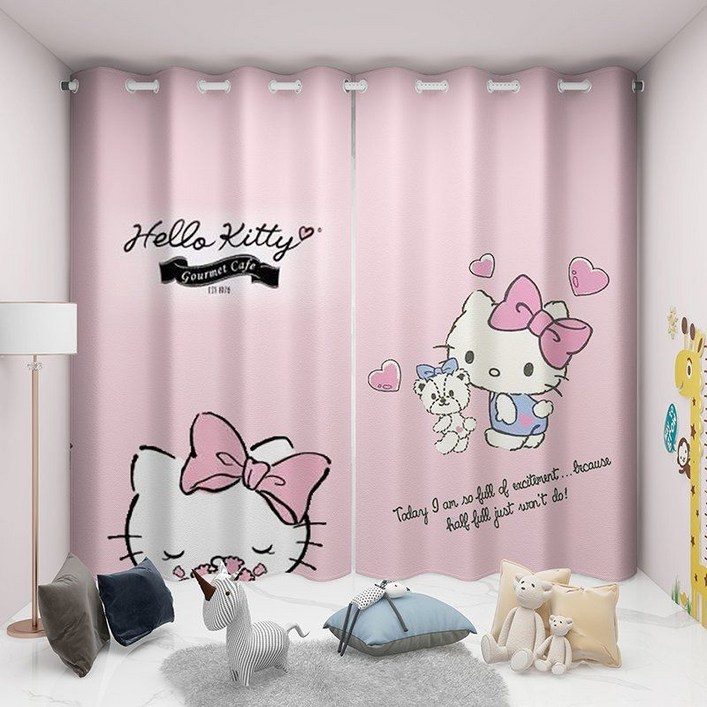 아이방 커튼 여아방 핑크 키티 가리개  커텐 거실 작은방