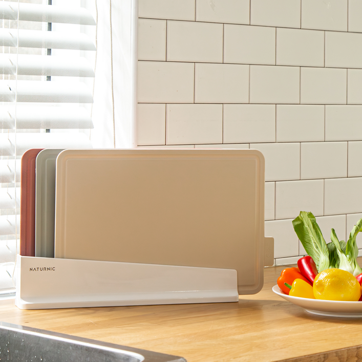 네이처닉 이지 인덱스 양면 도마 3P 세트, 1세트, 아이보리버건디그레이