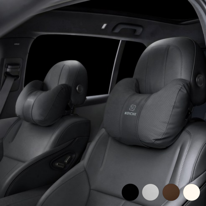 코이체 차량용 크로와상 목쿠션 소프트 가죽 목베개, 2개, 시크릿 블랙