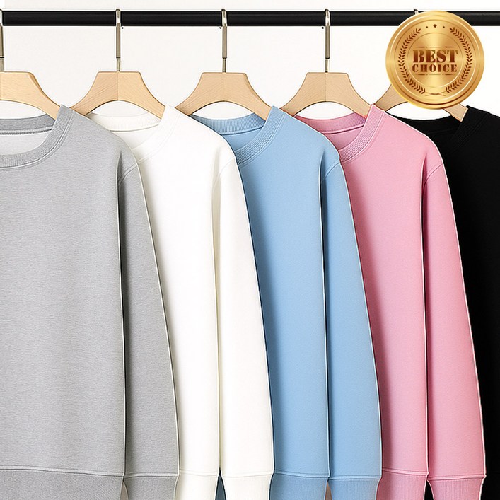 3단 쭈리 도톰한 맨투맨 남녀공용 기본핏부터 빅사이즈까지 고급원단