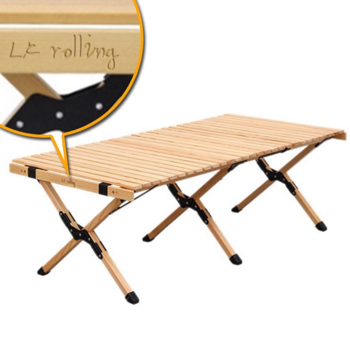 우드롤테이블 캠핑용 높이조절 롤링 원목 접이식 차박 원목 테이블