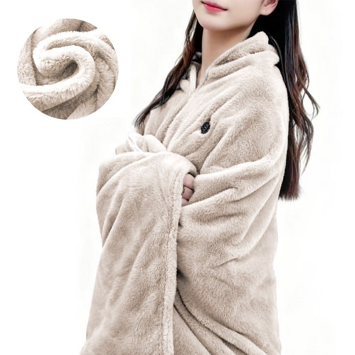 MIGA 인조 토끼털 온열 담요 캠핑용 무선 1인용 차박 전기담요