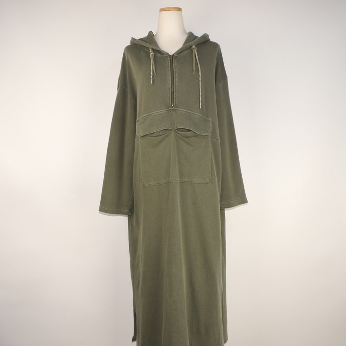 코데즈컴바인 카키 면 집업 긴팔 후드원피스 F 여성 WOP3373 자바구제창고