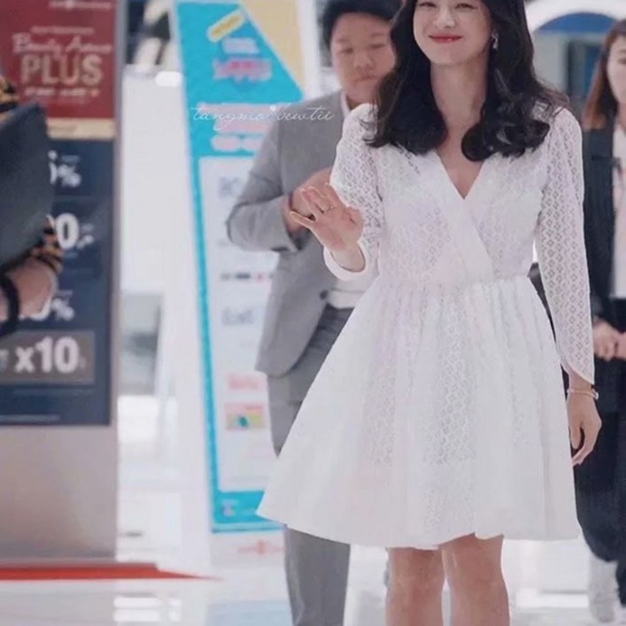 송혜교 스타일 봄 여름 하객 펀칭 플리츠 원피스