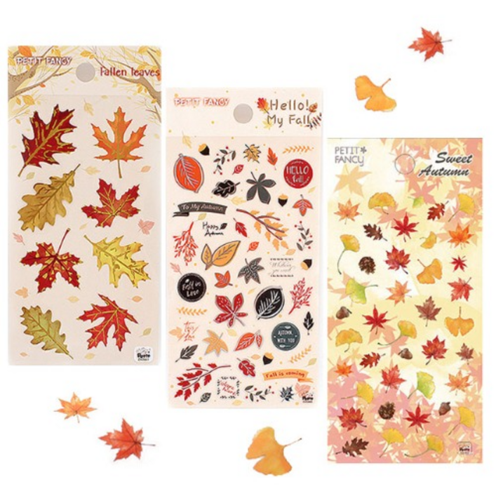 쁘띠팬시 가을 스티커 5종 낙엽 가을 단풍 데코스티커