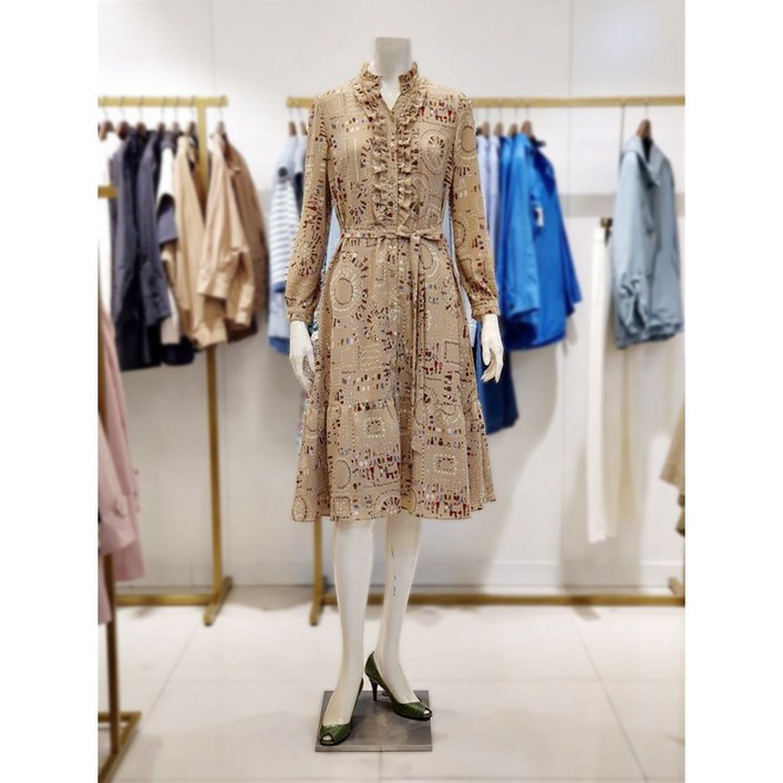 안지크 프린트 패턴 프릴 쉬폰 원피스 AH3OP5100