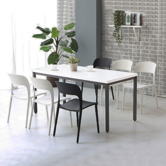 이케아 말렌 식탁 테이블 2인용 4인용 6인용 세트 스틸 철제 의자 거실 주방 카페, 화이트 - 쇼핑앤샵