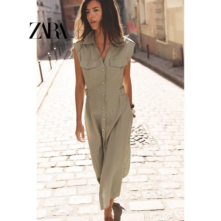 ZARA 자라 린넨 혼방 미디 원피스 8741063 8741063