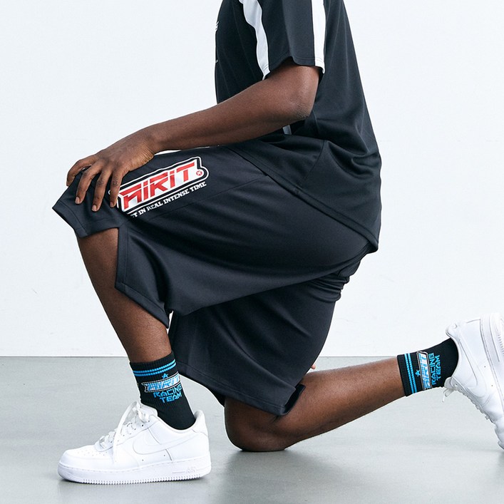 에어릿 오버핏 레이싱 버뮤다 팬츠 AM3094 BK