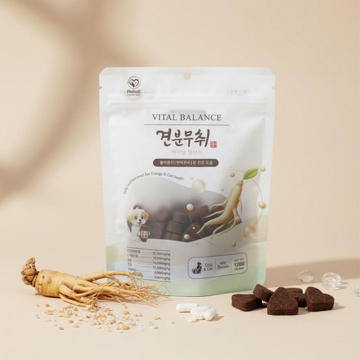 견분무취 강아지 장건강 유산균 간식 사료토핑 120g  펫테일 트릿