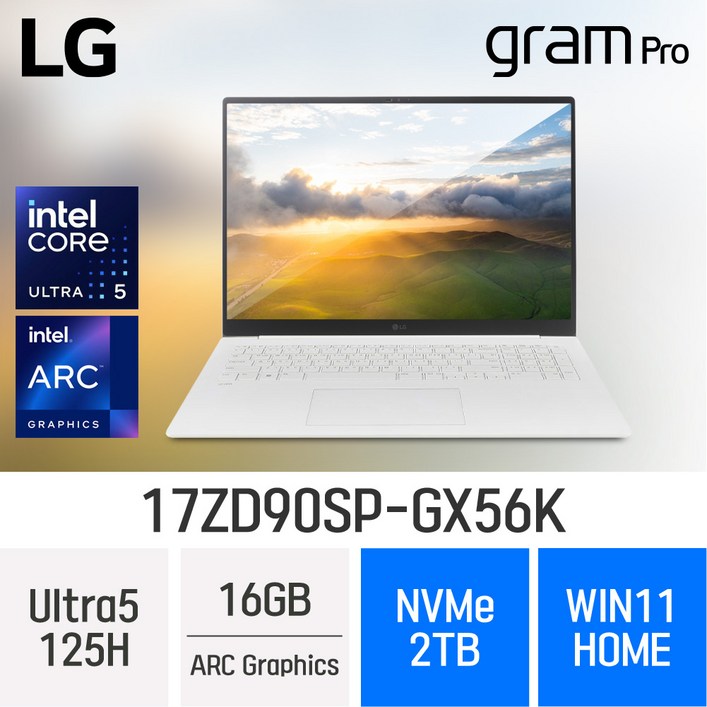 [당일출고] 2024 LG 그램17 프로 17ZD90SP-GX56K - 최신형 초경량 고성능 노트북, 17ZD90SP-GX56K, WIN11 Home, 16GB, 2TB, 화이트
