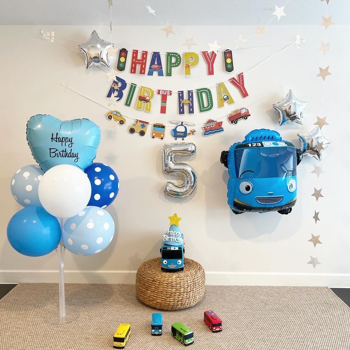 (파티셔스) 타요 생일파티 풍선 세트 캐릭터 500일 세돌 두돌 네돌 생일상 - 쇼핑앤샵
