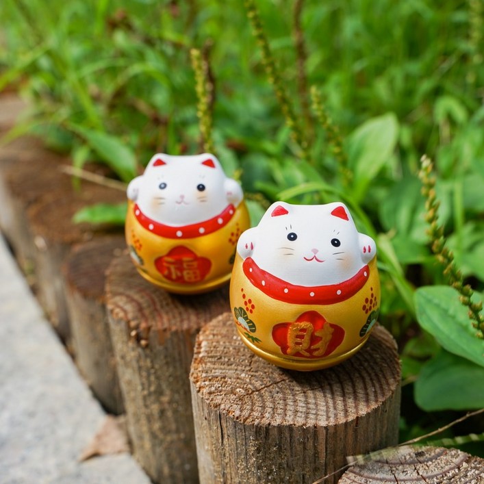 황금 마네키네코 귀여운 복 고양이 일본 소품 선물