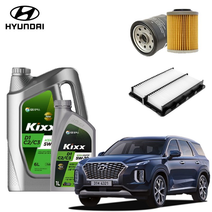팰리세이드(LX2) 2.2 디젤 엔진오일세트 킥스D1 C2 C3 에어필터 오일필터 순정 호환형, 7L, 5w30, 1세트