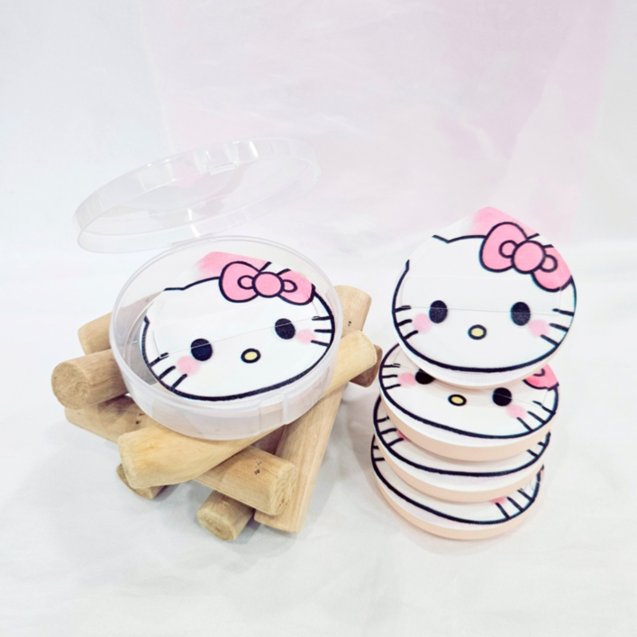 쫀득 쿠션 대왕 모찌 폭신 아기궁둥이 에어쿠션 퍼프 케이스1리필4, 5개, 쫀쫀퍼프