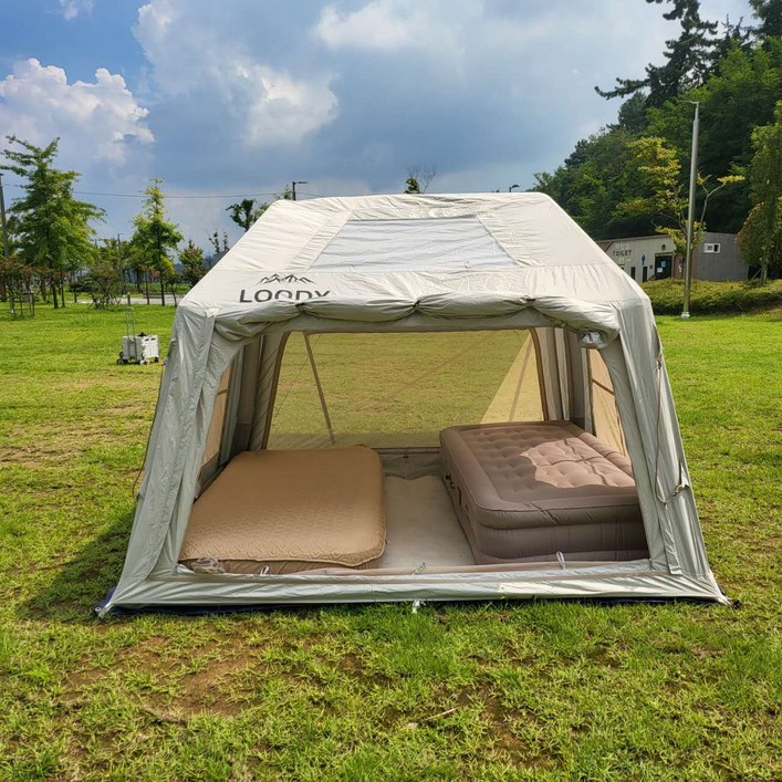루디 자충 에어텐트 초경량 자동설치 TPU창 펌프 내장형 백패킹 피크닉 캠핑 에어텐트 23인용