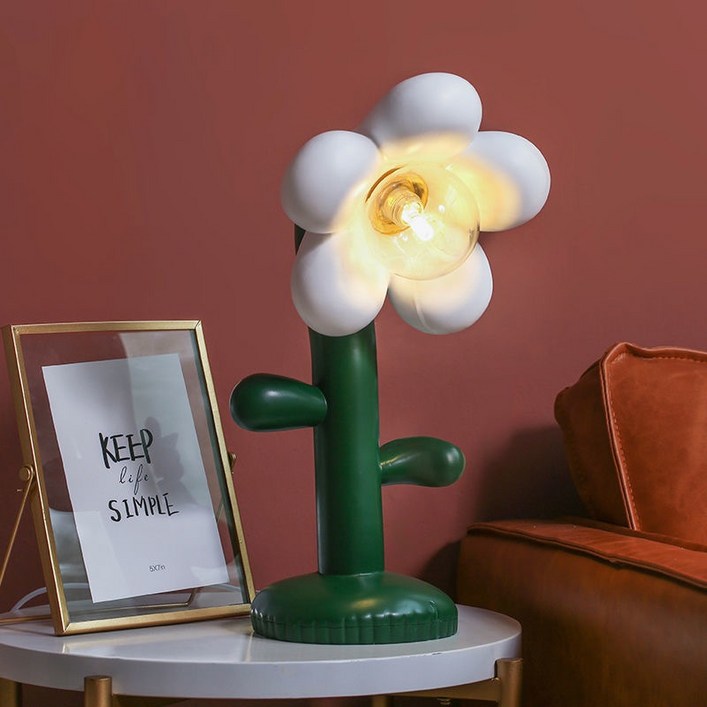 미드센츄리 모던 스탠드 플라워 꽃 조명 침실 거실 무드등 감성 테이블 램프 - 투데이밈
