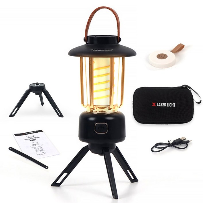 캠핑랜턴 4색 조명 무드등 32시간사용 2400mAh 대용량배터리 무선 리모컨형, 팬텀블랙, 1세트