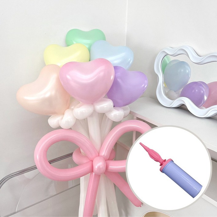DIY 하트 풍선 마카롱 믹스 꽃다발 + 손펌프 by파티아일랜드