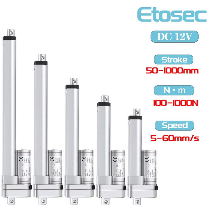 액추에이터 Etosec 선형 드라이브 전기 모터 스트로크 60 mms 속도 12V 1000N 50mm 100mm 200mm 400mm 600mm 800mm 900mm 1000mm 액추에이터 Etosec 선형 드라이브 전기 모터 스트로크 60 mms 속도 12V 1000N 50mm 100mm 200mm 400mm 600mm 800mm 900mm 1000mm