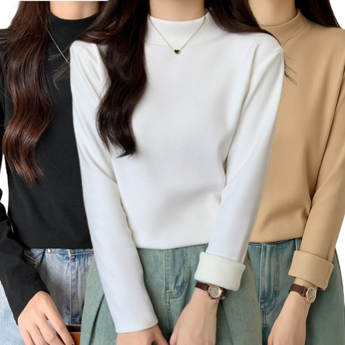 옐로우피치 여성 목폴라 반목티 긴팔 티셔츠 기모 3종세트