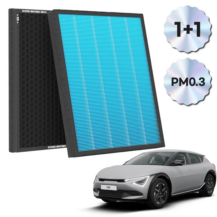 11 PM 0.3 에어컨필터 활성탄 블루 초미세먼지, 2개, EV6 FCP17