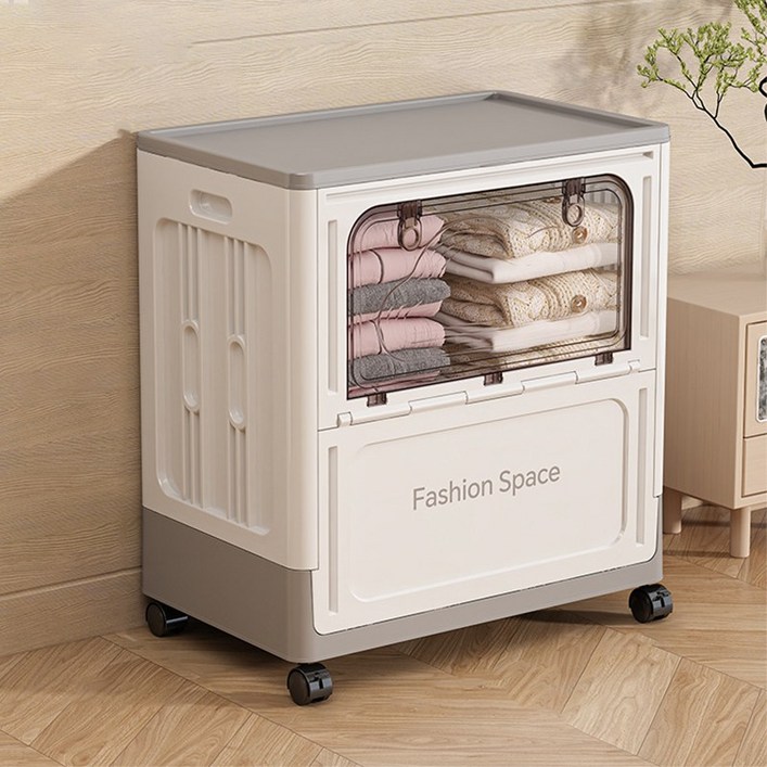 접이식 대용량 리빙박스 150L 이동식 수납정리함 옷 이불 수납, 그레이, 1개