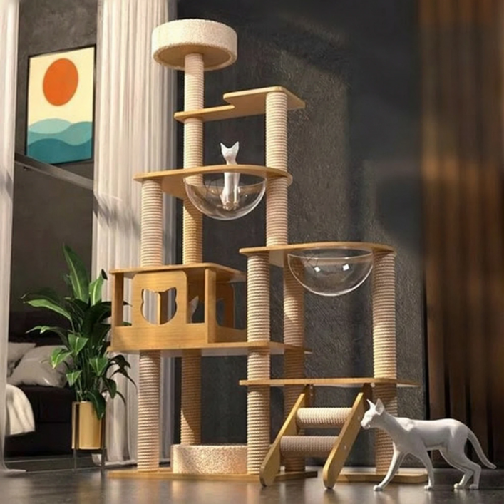 큐티 튼튼 대형 다단 우드 캣타워, 1개, A