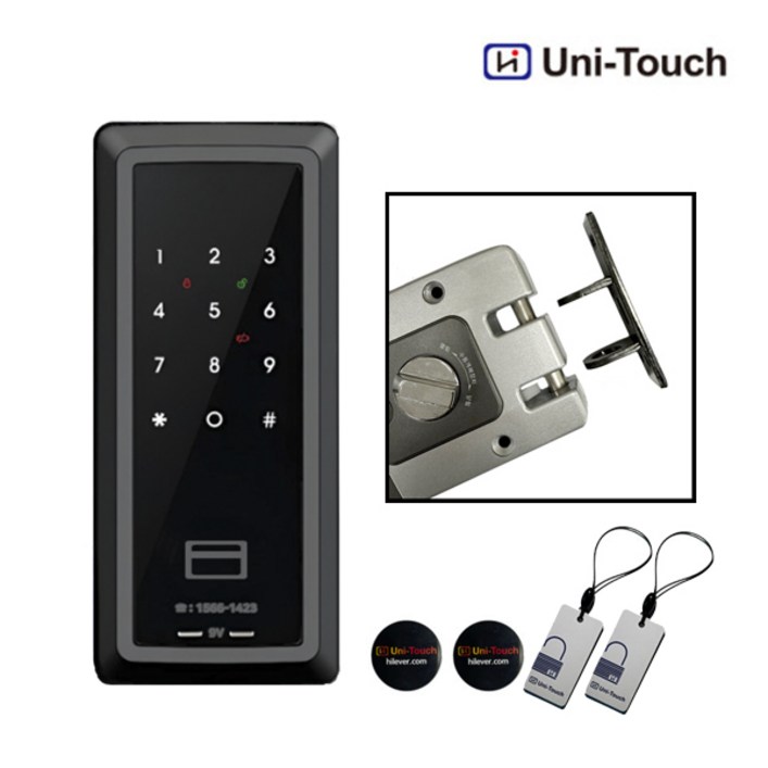 미닫이 도어락 후크도어락 후크형 슬라이딩도어 학교, 병원 교무실 미닫이문 카드키4개 유니터치 SKBC71HK  키, SKBC71HK 자가설치, 고객직접설치