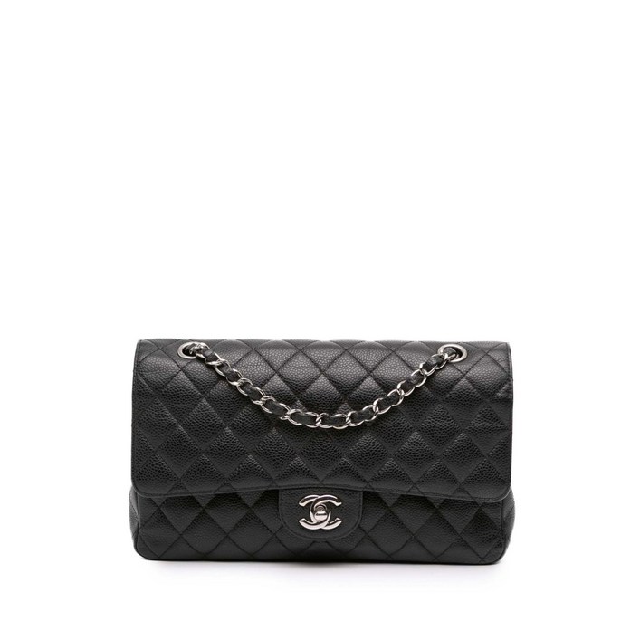 샤넬  중고 20092010 미디엄 클래식 캐비어 더블 플랩 숄더 백