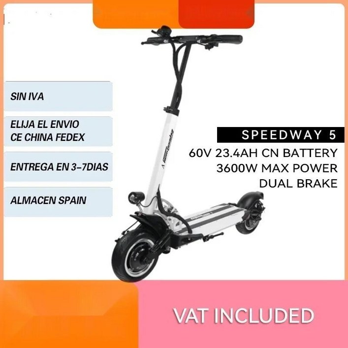 스피드웨이 5 전기 스쿠터, 듀얼 파워 맥스 3600W BLDC 듀얼 허브 모터, 23AH
