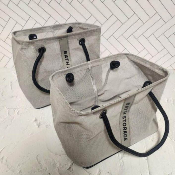 목욕바구니 가방 사우나 수영장 메쉬 그레이 소